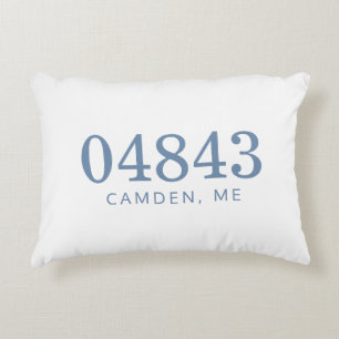 Coastal Blue and White The Location Zip Code Accent Pillow