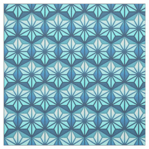 Coastal Blue Asanoha Traditional Japanese Pattern Fabric