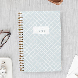 Coastal Blue Bamboo Trellis Personalized Notebook
