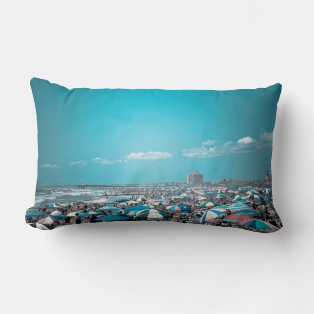 Coastal Blue Beach  Lumbar Pillow (Front)