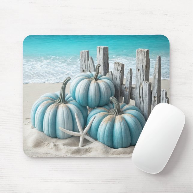 Coastal Blue Beach Pumpkins  Mouse Pad (With Mouse)