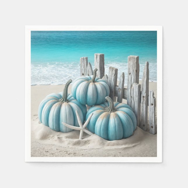 Coastal Blue Beach Pumpkins  Napkins (Front)