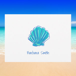 Coastal Blue Beach Shell Thank You Personalized  Note Card
