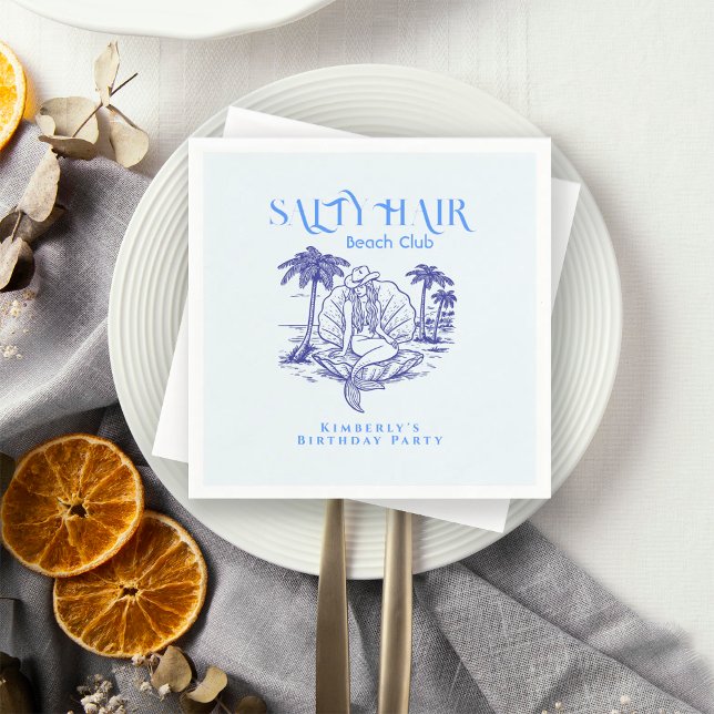 Coastal Blue Birthday Party Mermaid Cowgirl  Napkins (Creator Uploaded)