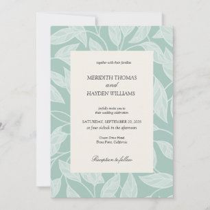 Coastal Blue Boho Botanical wedding Invitation