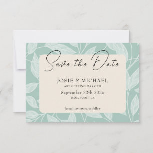 Coastal Blue Boho photo Flat Save The Date Card