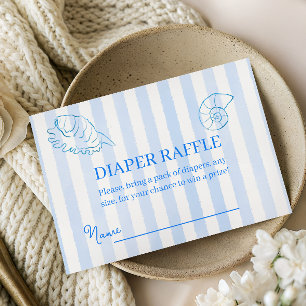 Coastal Blue Boy Sea You Soon Baby Shower Diaper Enclosure Card