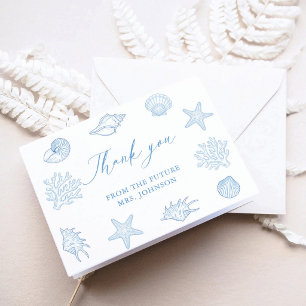 Coastal Blue Bridal Shower Letterpress Thank You Card
