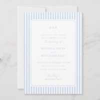 Coastal Blue Classic Stripes Minimalist Wedding