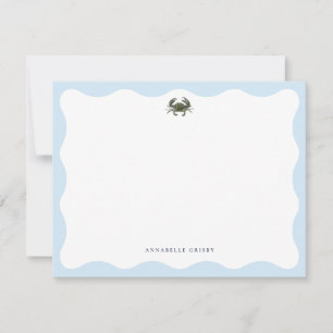 Coastal Blue Crab Personalized Stationery Note Card