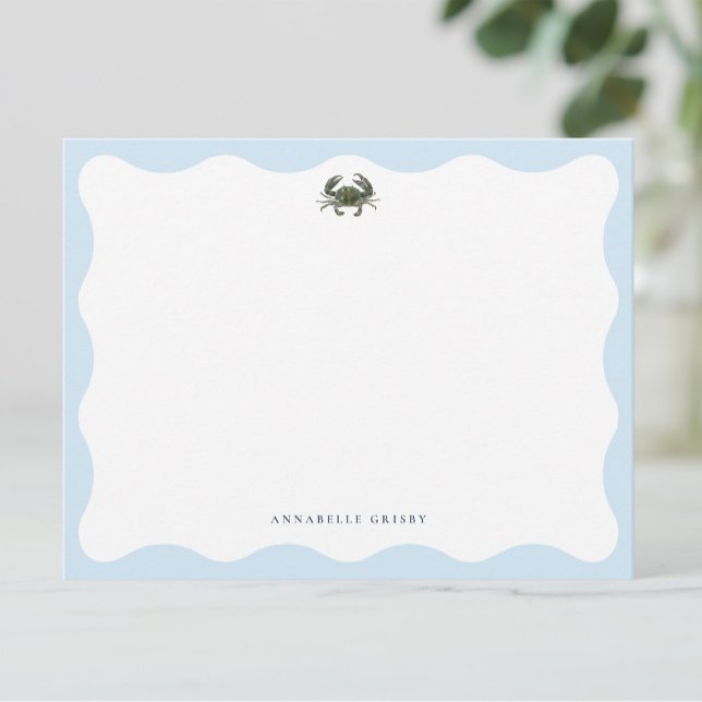 Coastal Blue Crab Personalized Stationery Note Card (Creator Uploaded)