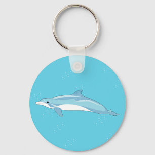 Coastal Blue Dolphin Ocean Illustration Keychain