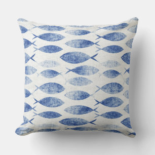 Coastal Blue Fish Pillow
