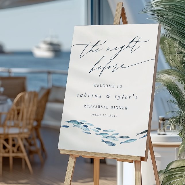 Coastal Blue Fish Rehearsal Dinner Welcome Sign (Creator Uploaded)
