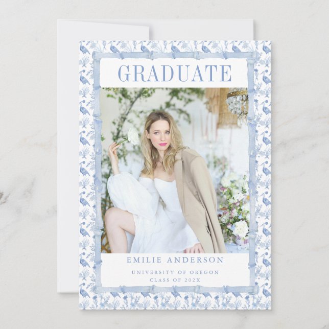 Coastal Blue Graduation Announcement Card Photo (Front)