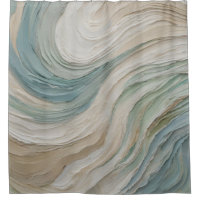 Coastal Blue Green Beige Abstract Waves