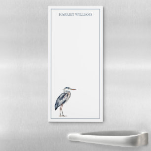 Coastal Blue Heron Bird Personalized Magnetic Notepad