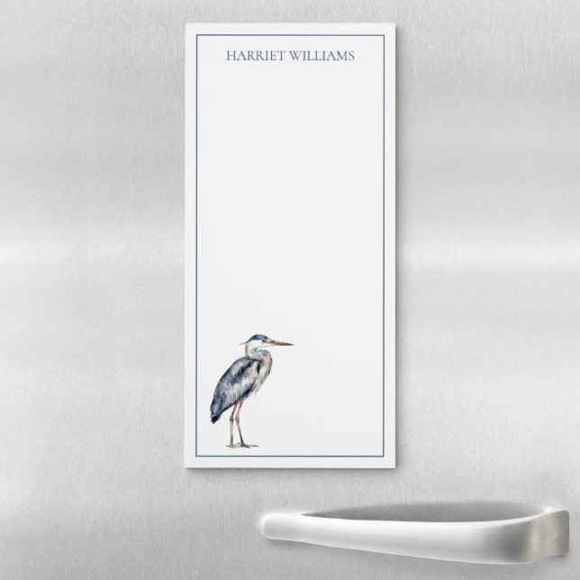 Coastal Blue Heron Bird Personalized Magnetic Notepad (In Situ)