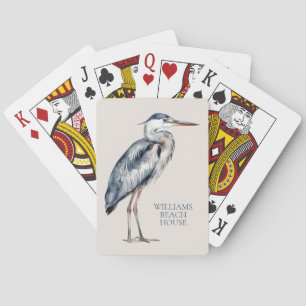Coastal Blue Heron Bird Personalized Poker Cards