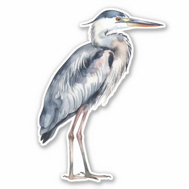 Coastal Blue Heron Bird Sticker (Front)