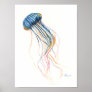 Coastal Blue Jellyfish Art Watercolor Poster