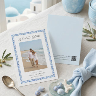 Coastal Blue Mediterranean Photo Save The Date