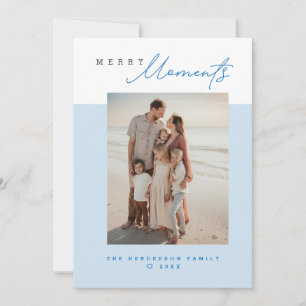 Coastal Blue Merry Moments Family Photo Christmas Holiday Card