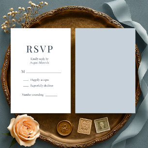 Coastal Blue Minimalist Wedding RSVP Card