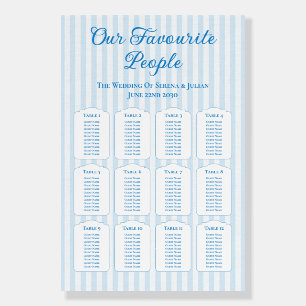 Coastal Blue Nautical Striped Wedding Seating Foam Board