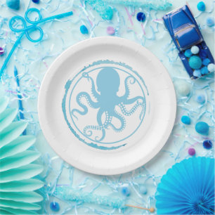 Coastal Blue Octopus 2 Paper Plates