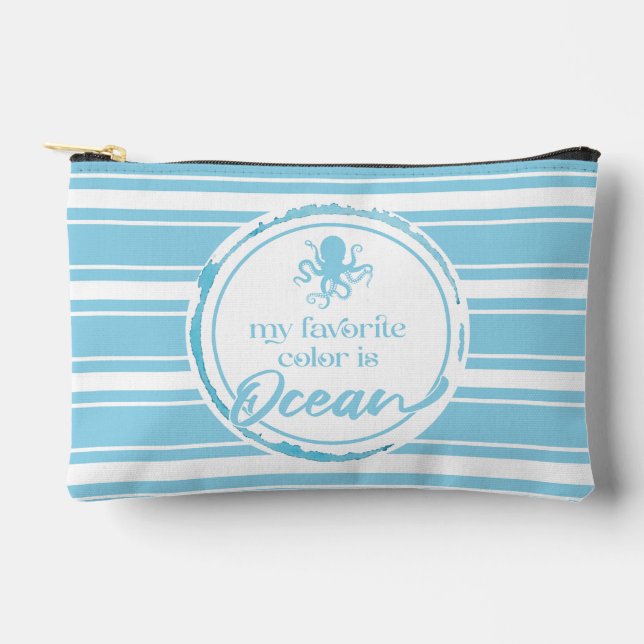Coastal Blue Octopus Accessory Pouch (Front)