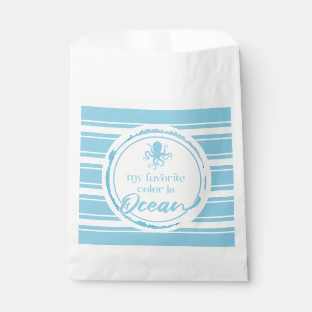 Coastal Blue Octopus Favor Bag (Front)