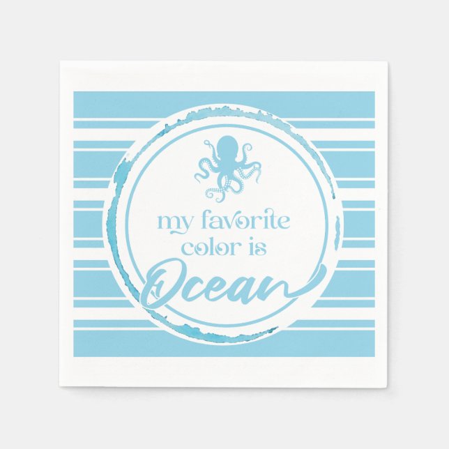 Coastal Blue Octopus Napkins (Front)