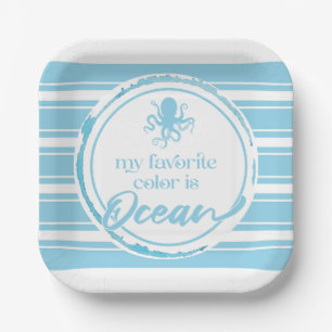 Coastal Blue Octopus Paper Plates