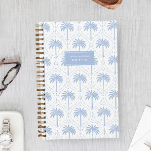 Coastal Blue Palm Trellis Personalized Notebook