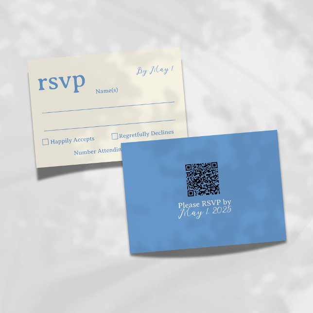 Coastal Blue QR Code Wedding RSVP Card (Keep your wedding suite clean and sophisticated with this Modern RSVP Card.)