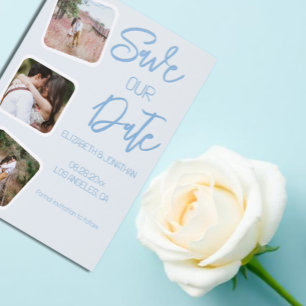 Coastal Blue Save The Date Letterpress Photo Cards