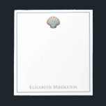 Coastal Blue Scallop Seashell Personalized Notepad<br><div class="desc">This beautiful personalized notepad features a coastal scallop seashell in soft watercolor shades of blues and tans.  Personalize with your choice of name or special text.</div>