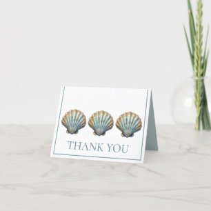 Coastal Blue Scallop Seashell Personalized Thank You Card