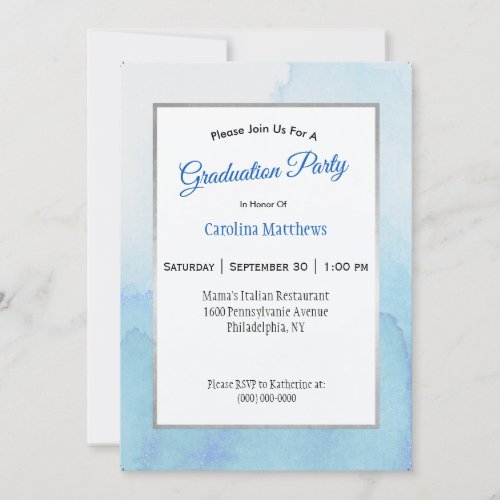 Coastal Blue Sea Urchin Floral  Graduation Invitation