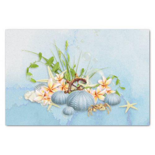 Coastal Blue Sea Urchin Floral Tissue Paper