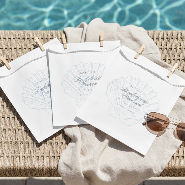 Coastal Blue Seashell Bachelorette Favor Bag (Coastal Blue Seashell Bachelorette Favor Bag)