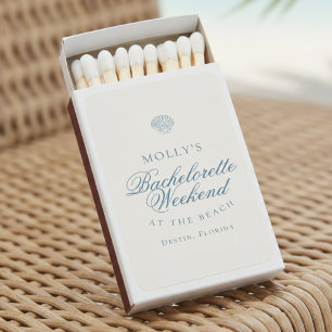 Coastal Blue Seashell Bachelorette Matchboxes