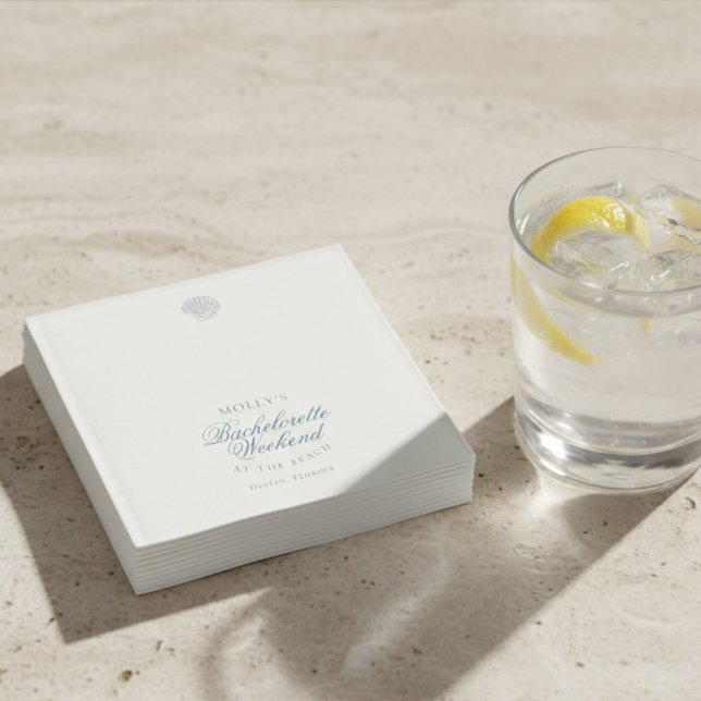 Coastal Blue Seashell Bachelorette Napkins (Coastal Blue Seashell Bachelorette Napkins)