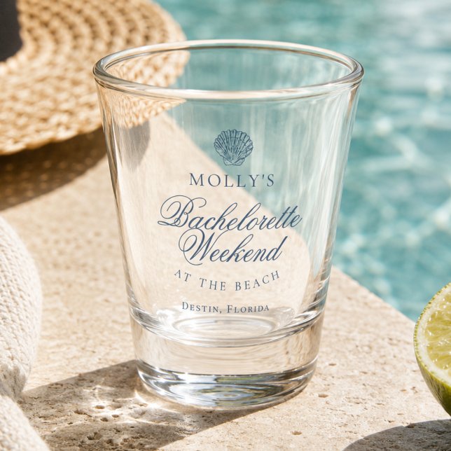 Coastal Blue Seashell Bachelorette Shot Glass (Coastal Blue Seashell Bachelorette Shot Glass)