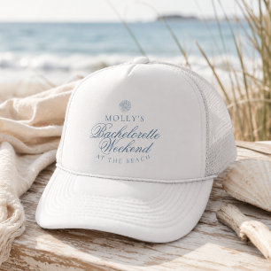 Coastal Blue Seashell Bachelorette Trucker Hat