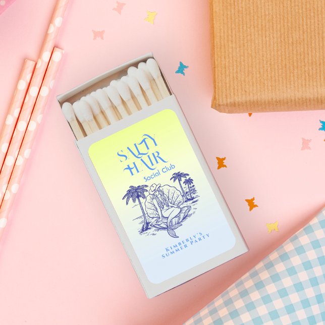 Coastal Blue Seashell Mermaid Birthday Party Mat Matchboxes (Creator Uploaded)