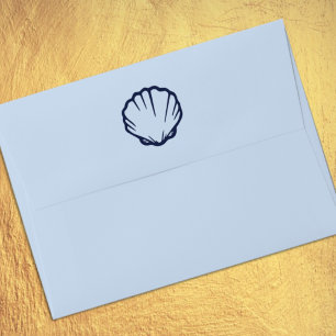 Coastal Blue Seashells Wedding Envelope