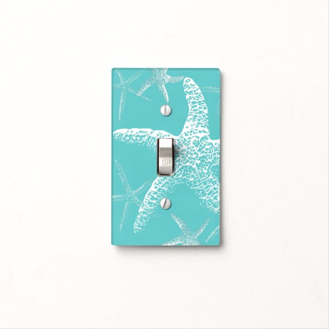Coastal Blue Starfish Design Switch Plate (In Situ)