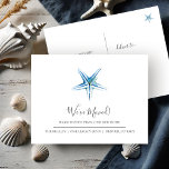 Coastal Blue Starfish New Home Moving Announcement Postcard<br><div class="desc">A coastal chic watercolor moving announcement card that let friends and family know about your new home sweet home! This simple design features a charming blue starfish in my original hand painted watercolor art with "We've Moved" in hand lettered script typography. Use the template fields to add your custom information,...</div>